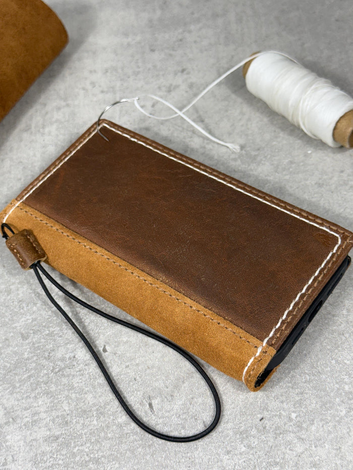 Handmade Leather Wallet Case for Galaxy Z Fold 2/3/4/5/6/7 - Art Design