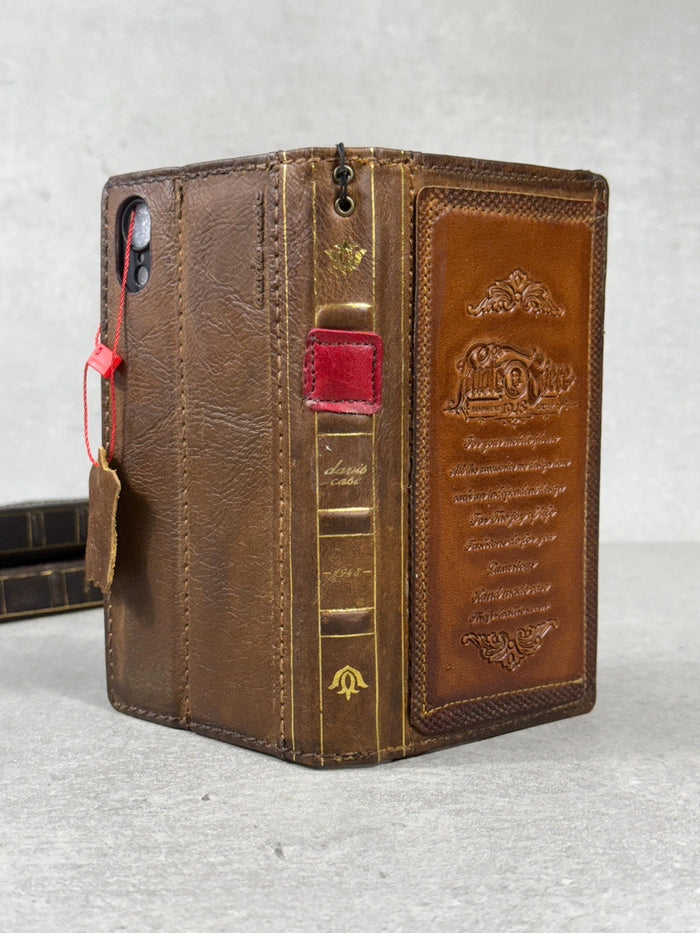 Handmade Leather Wallet Case for Galaxy Z Fold 2/3/4/5/6/7 - Art Design