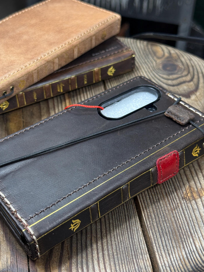 Handmade Leather Wallet Case for Galaxy Z Fold 2/3/4/5/6/7 - Art Design
