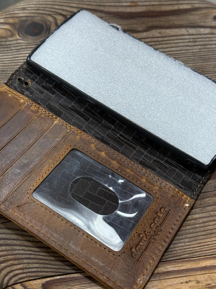 Handmade Leather Wallet Case for Galaxy Z Fold 2/3/4/5/6/7 - Art Design