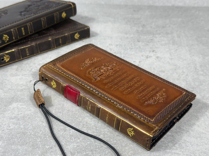 Handmade Leather Wallet Case for Galaxy Z Fold 2/3/4/5/6/7 - Art Design