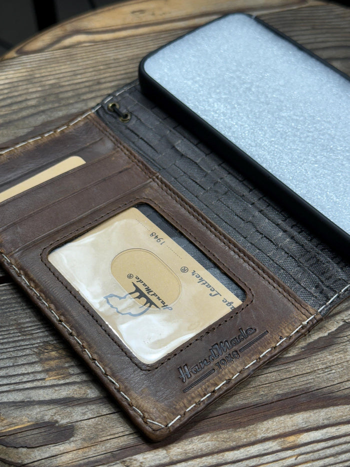 Handmade Leather Wallet Case for Galaxy Z Fold 2/3/4/5/6/7 - Art Design