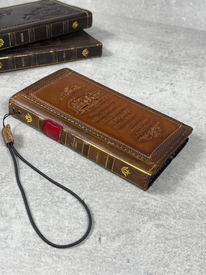 Handmade Leather Wallet Case for Galaxy Z Fold 2/3/4/5/6/7 - Art Design