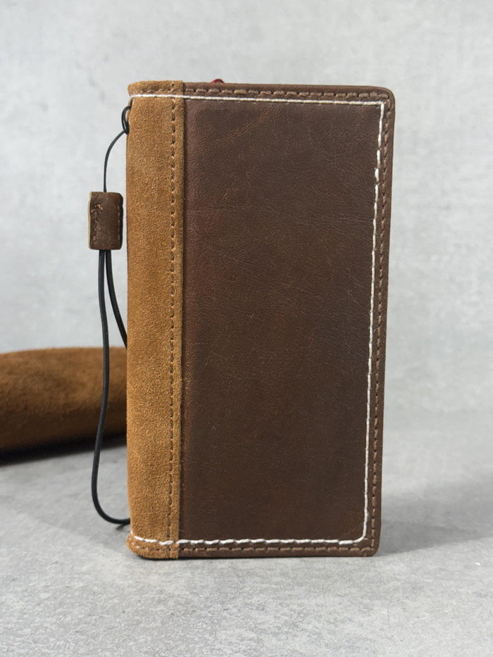 Handmade Leather Wallet Case for Galaxy Z Fold 2/3/4/5/6/7 - Art Design