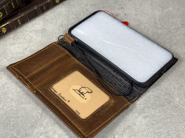 Handmade Leather Wallet Case for Galaxy Z Fold 2/3/4/5/6/7 - Art Design