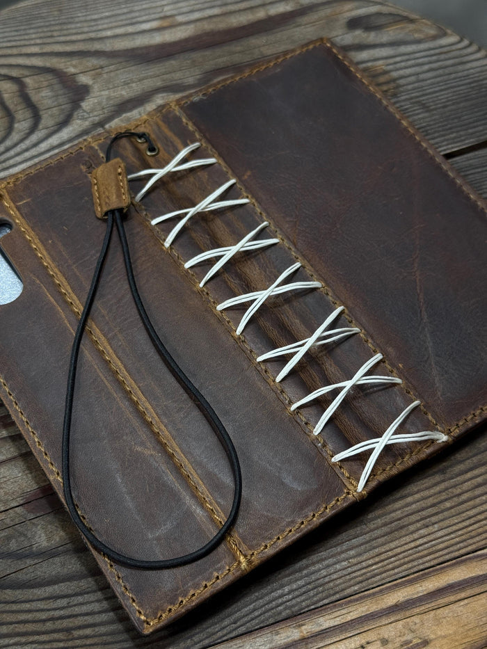 Handmade Leather Wallet Case for Galaxy Z Fold 2/3/4/5/6/7 - Art Design