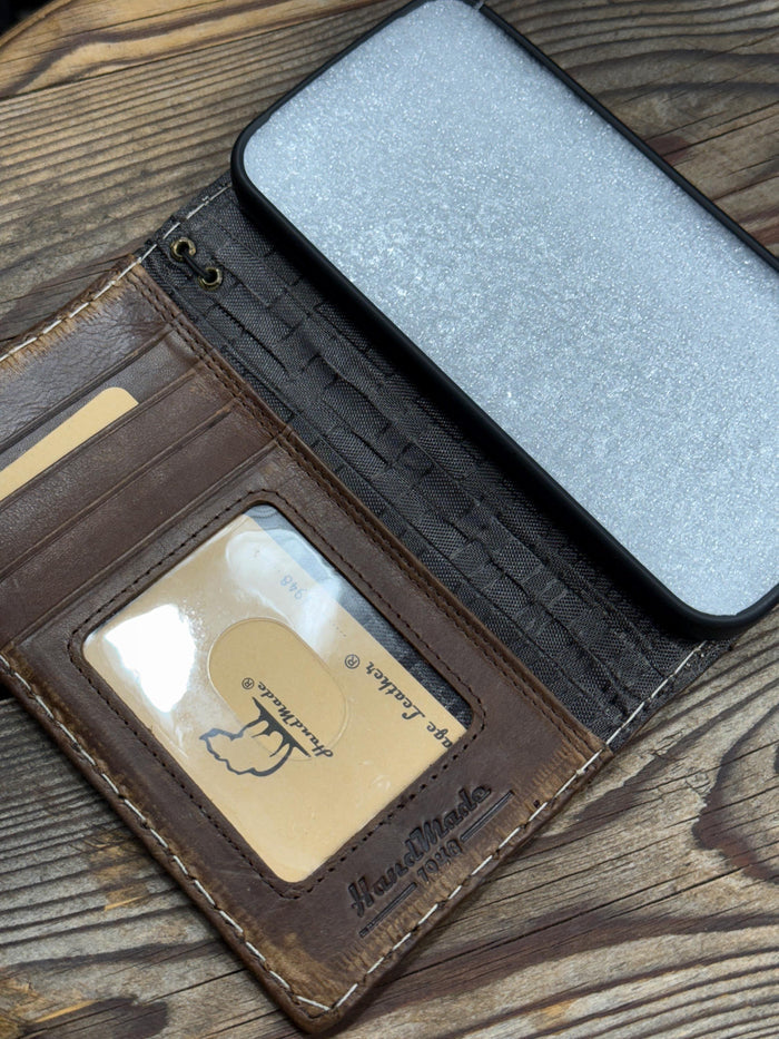 Handmade Leather Wallet Case for Galaxy Z Fold 2/3/4/5/6/7 - Art Design