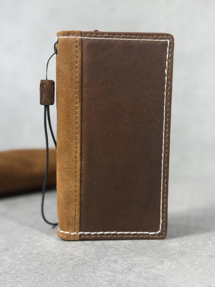 Handmade Leather Wallet Case for Galaxy Z Fold 2/3/4/5/6/7 - Art Design