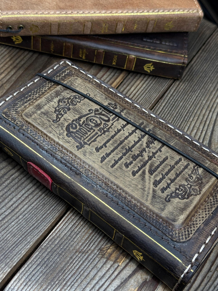 Handmade Leather Wallet Case for Galaxy Z Fold 2/3/4/5/6/7 - Art Design