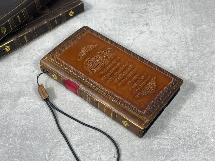 Handmade Leather Wallet Case for Galaxy Z Fold 2/3/4/5/6/7 - Art Design