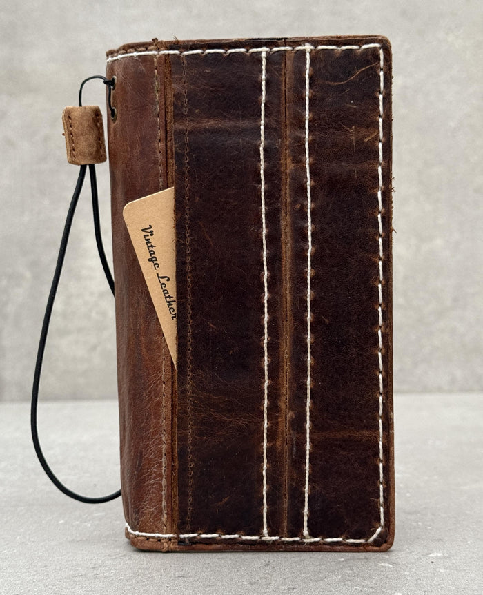 Handmade Leather Wallet Case for Galaxy Z Fold 2/3/4/5/6/7 - Book Style Cover