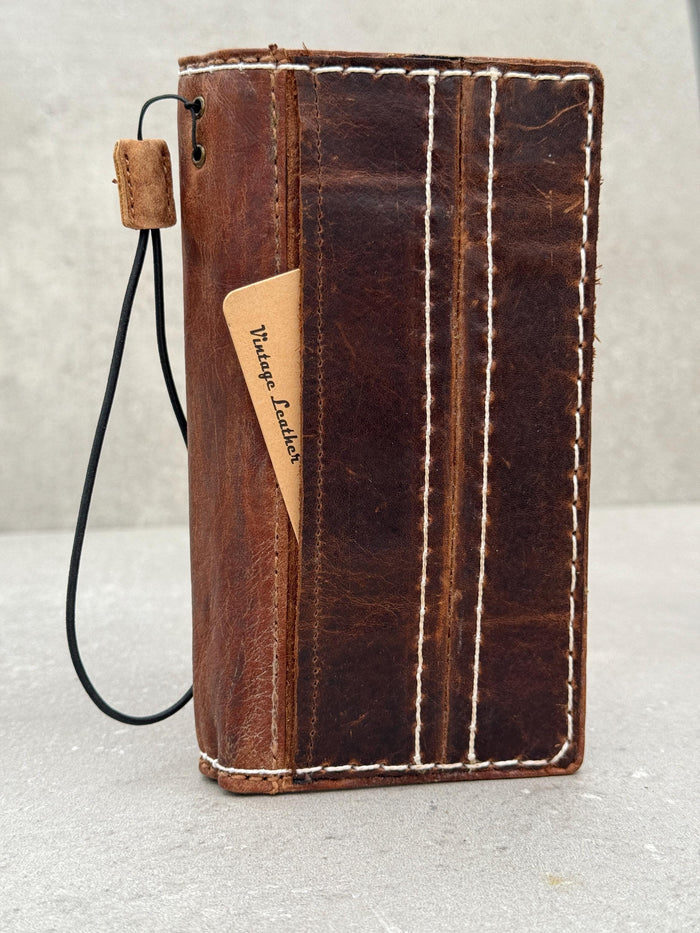 Handmade Leather Wallet Case for Galaxy Z Fold 2/3/4/5/6/7 - Book Style Cover