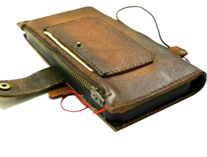 Handmade Leather Wallet Case for Galaxy Z Fold 2/3/4/5/6/7 - Book Style Zip Cover