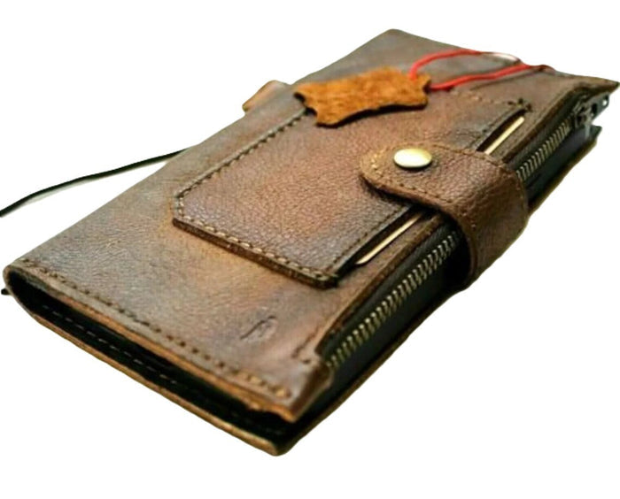 Handmade Leather Wallet Case for Galaxy Z Fold 2/3/4/5/6/7 - Book Style Zip Cover