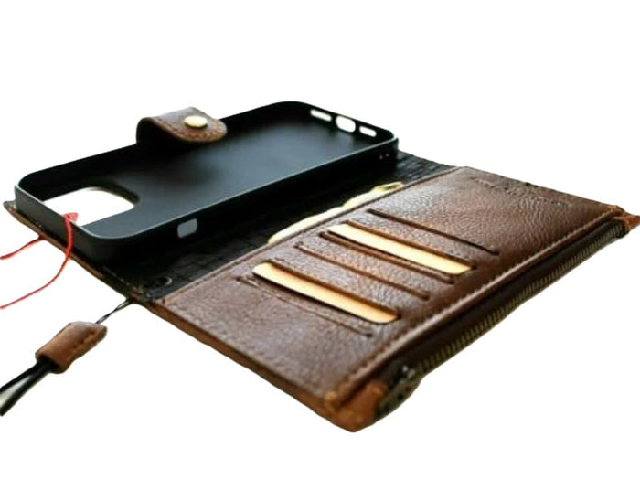 Handmade Leather Wallet Case for Galaxy Z Fold 2/3/4/5/6/7 - Book Style Zip Cover