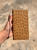 Handmade Leather Wallet Case for Galaxy Z Fold 2/3/4/5/6/7 -  Ostrich Art Design