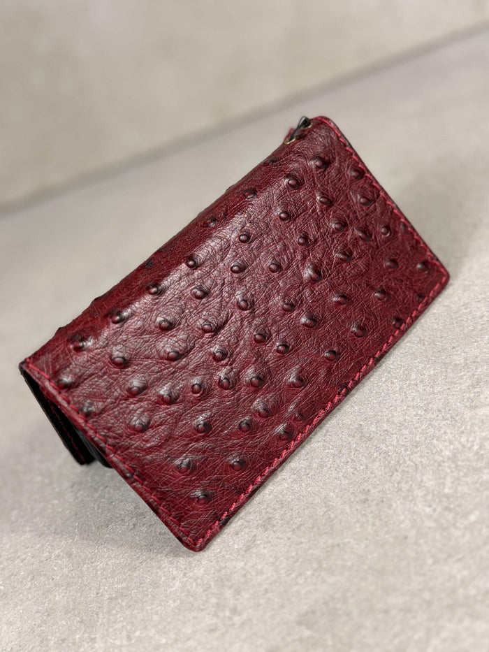Handmade Leather Wallet Case for Galaxy Z Fold 2/3/4/5/6/7 -  Ostrich Art Design