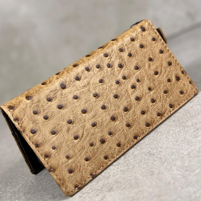 Handmade Leather Wallet Case for Galaxy Z Fold 2/3/4/5/6/7 -  Ostrich Art Design