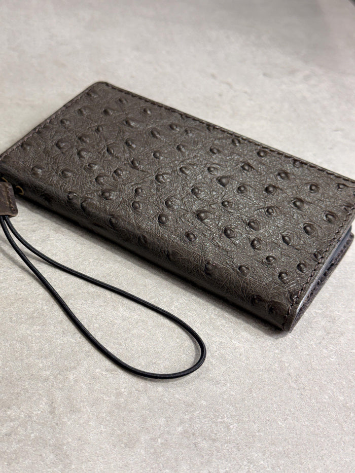 Handmade Leather Wallet Case for Galaxy Z Fold 2/3/4/5/6/7 -  Ostrich Art Design