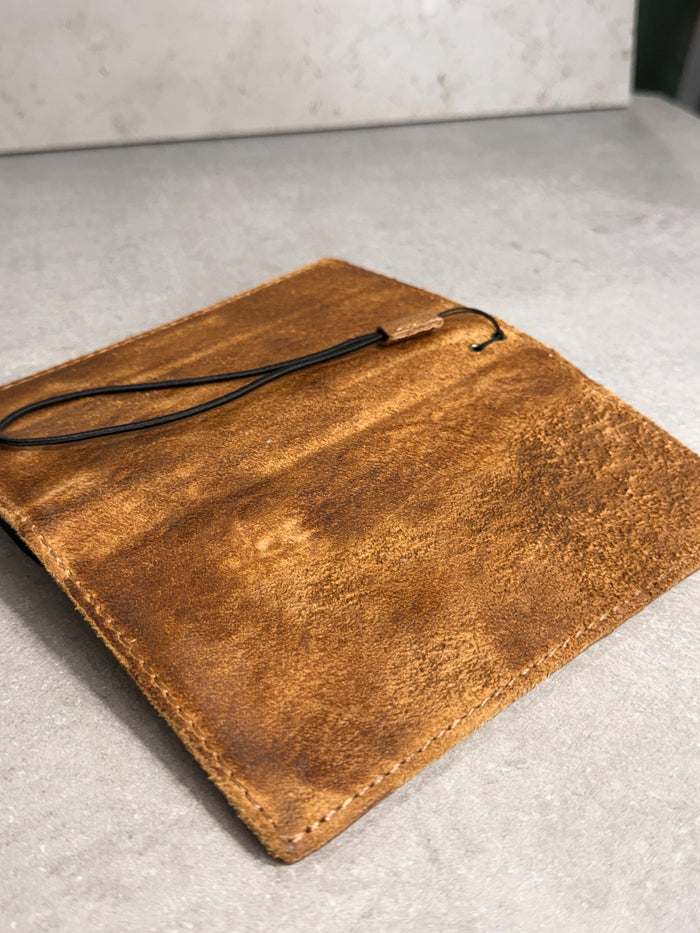 Handmade Leather Wallet Case for Galaxy Z Fold 2/3/4/5/6/7 -  Ostrich Art Design