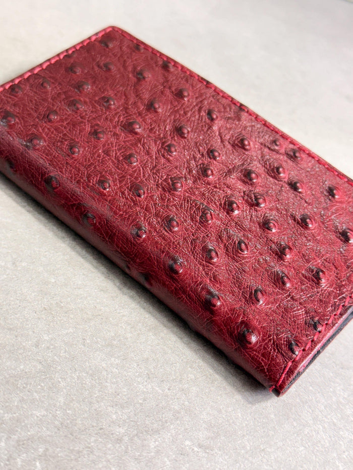 Handmade Leather Wallet Case for Galaxy Z Fold 2/3/4/5/6/7 -  Ostrich Art Design