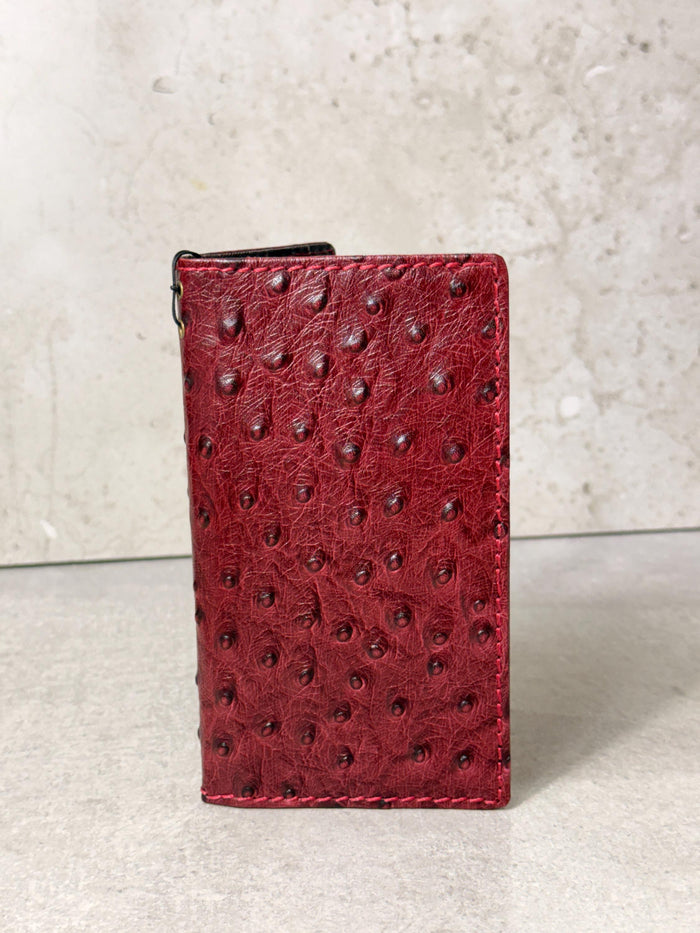 Handmade Leather Wallet Case for Galaxy Z Fold 2/3/4/5/6/7 -  Ostrich Art Design