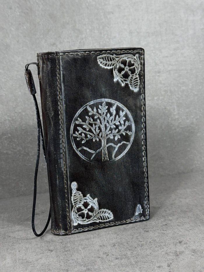 Handmade Leather Wallet Case for Galaxy Z Fold 2/3/4/5/6/7 - Polish Art Design