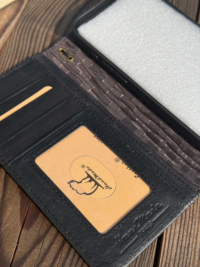 Handmade Leather Wallet Case for Galaxy Z Fold 2/3/4/5/6/7 - Polish Art Design