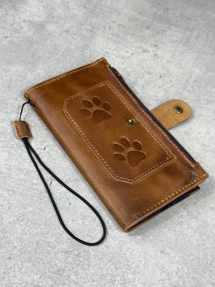 Handmade Leather Wallet Case for Galaxy Z Fold 2/3/4/5/6/7 - Zip Design