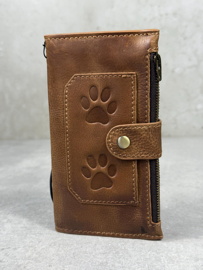 Handmade Leather Wallet Case for Galaxy Z Fold 2/3/4/5/6/7 - Zip Design