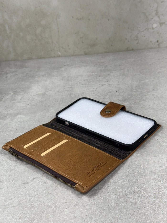 Handmade Leather Wallet Case for Galaxy Z Fold 2/3/4/5/6/7 - Zip Design