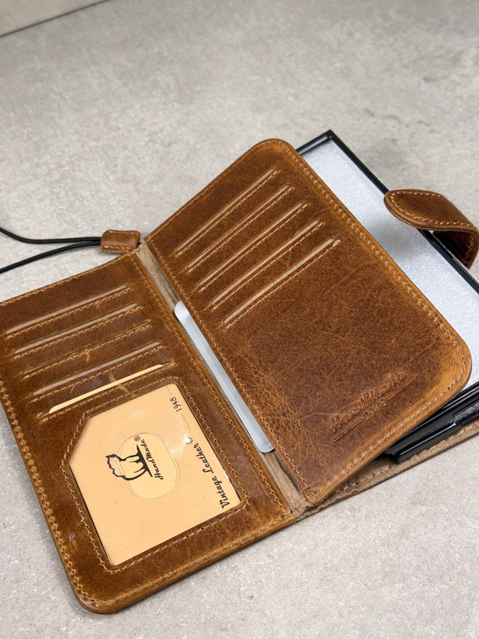 Handmade Leather Wallet Case for Galaxy Z Fold 2/3/4/5/6/7
