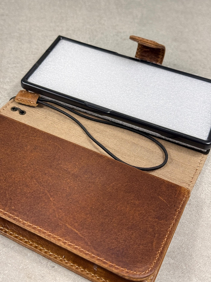 Handmade Leather Wallet Case for Galaxy Z Fold 2/3/4/5/6/7