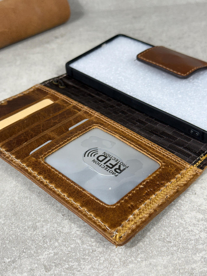 Handmade Leather Wallet Case for Galaxy Z Fold 2/3/4/5/6/7
