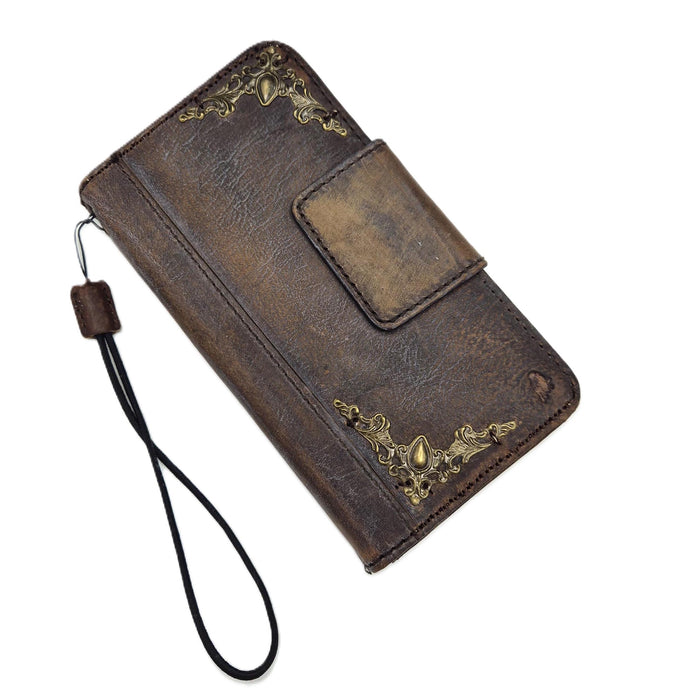 Handmade Leather Wallet Case for Galaxy Z Fold: Art Book Cover