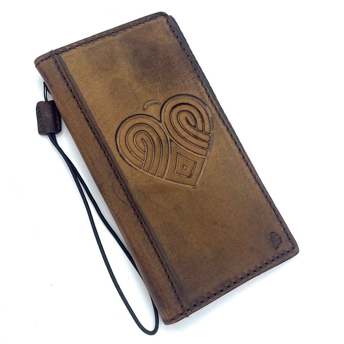 Handmade Leather Wallet Case for Galaxy Z Fold: Art Book Design