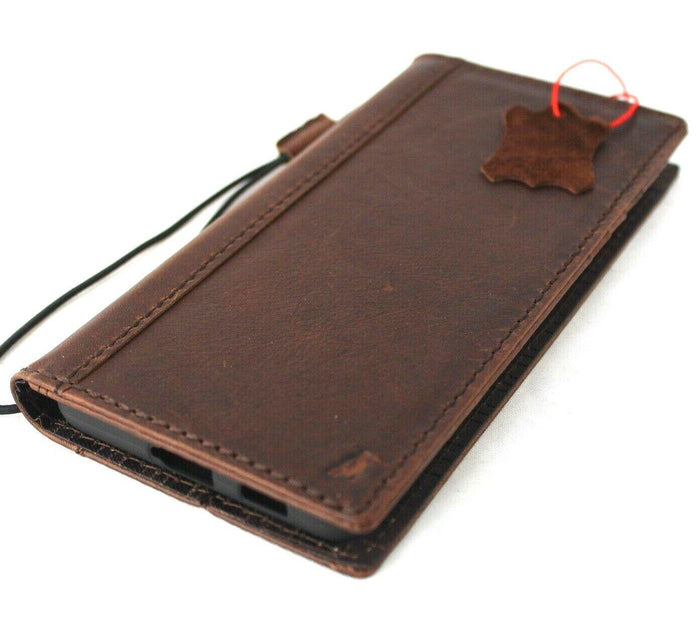 Handmade Leather Wallet Case for Galaxy Z Fold: Art Book Style