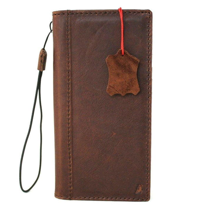 Handmade Leather Wallet Case for Galaxy Z Fold: Art Book Style