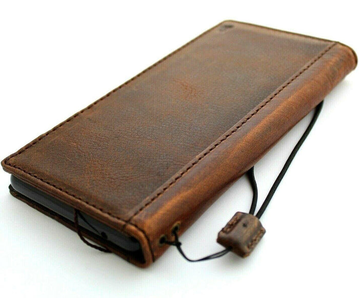 Handmade Leather Wallet Case for Galaxy Z Fold: Art Book Style