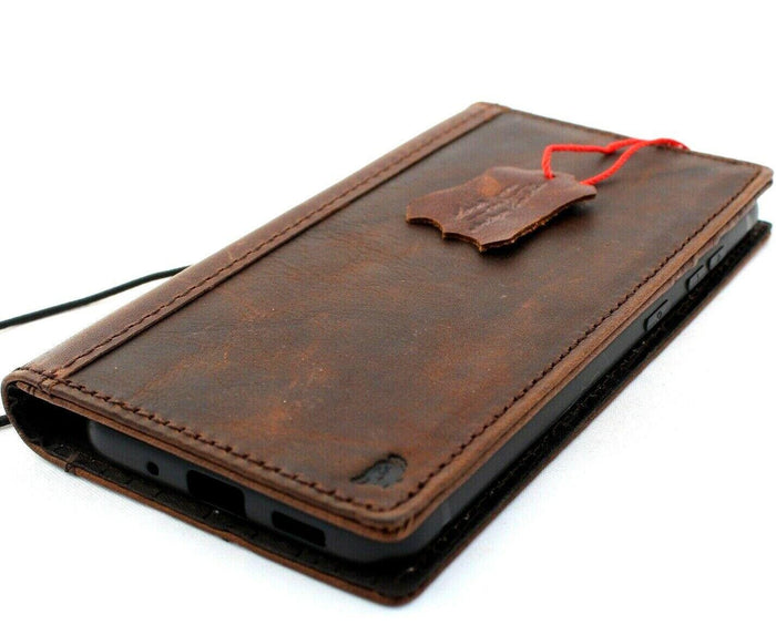 Handmade Leather Wallet Case for Galaxy Z Fold: Art Book Style