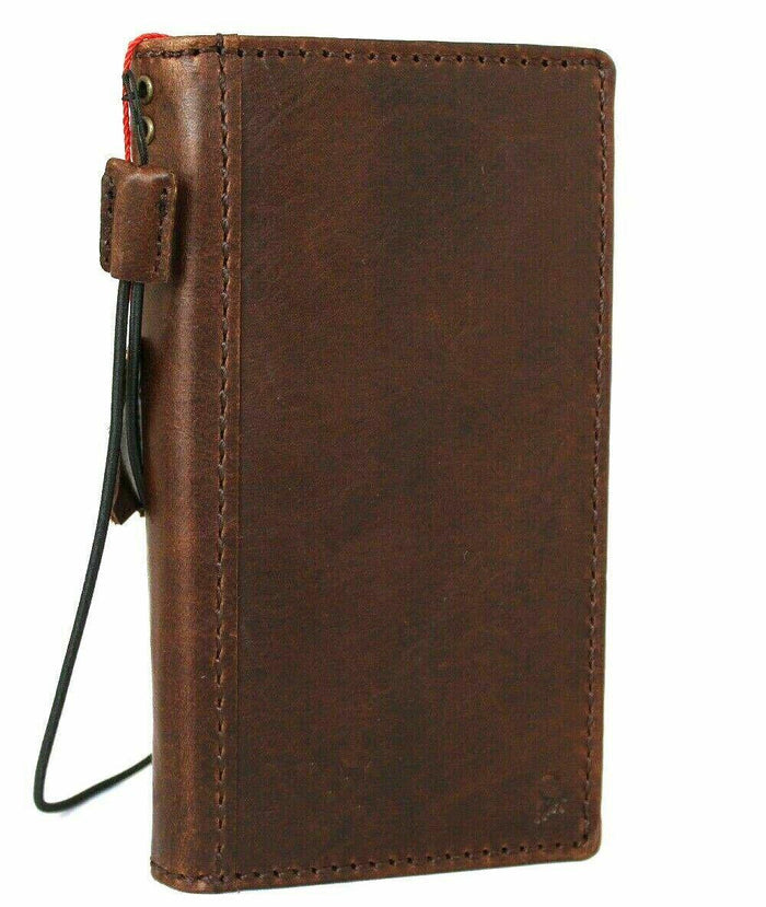 Handmade Leather Wallet Case for Galaxy Z Fold: Art Book Style