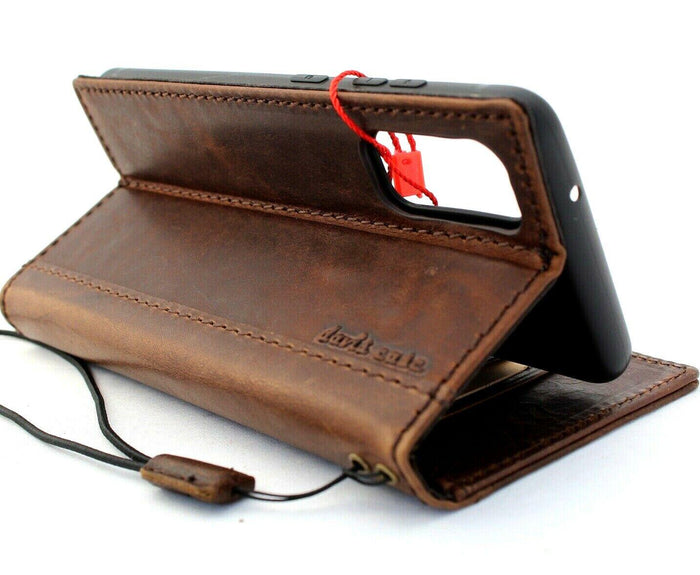 Handmade Leather Wallet Case for Galaxy Z Fold: Art Book Style