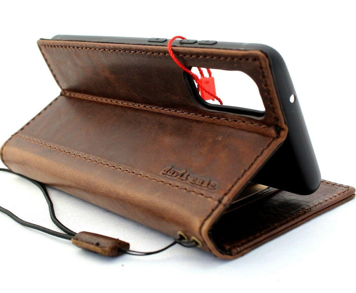 Handmade Leather Wallet Case for Galaxy Z Fold: Art Book Style