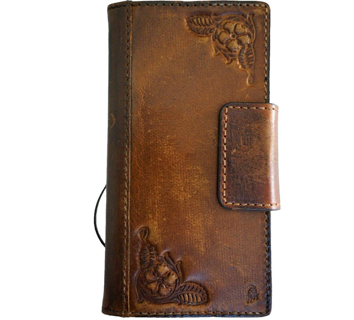Handmade Leather Wallet Case for Galaxy Z Fold: Art Design Cover