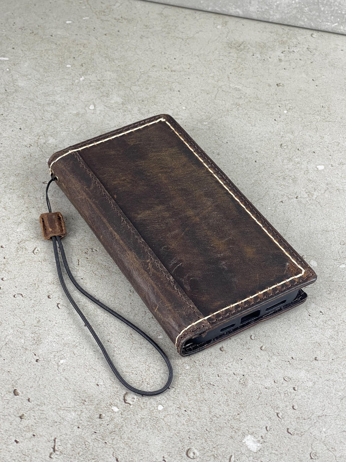 Handmade Leather Wallet Case for Galaxy Z Fold: Book Style Cover
