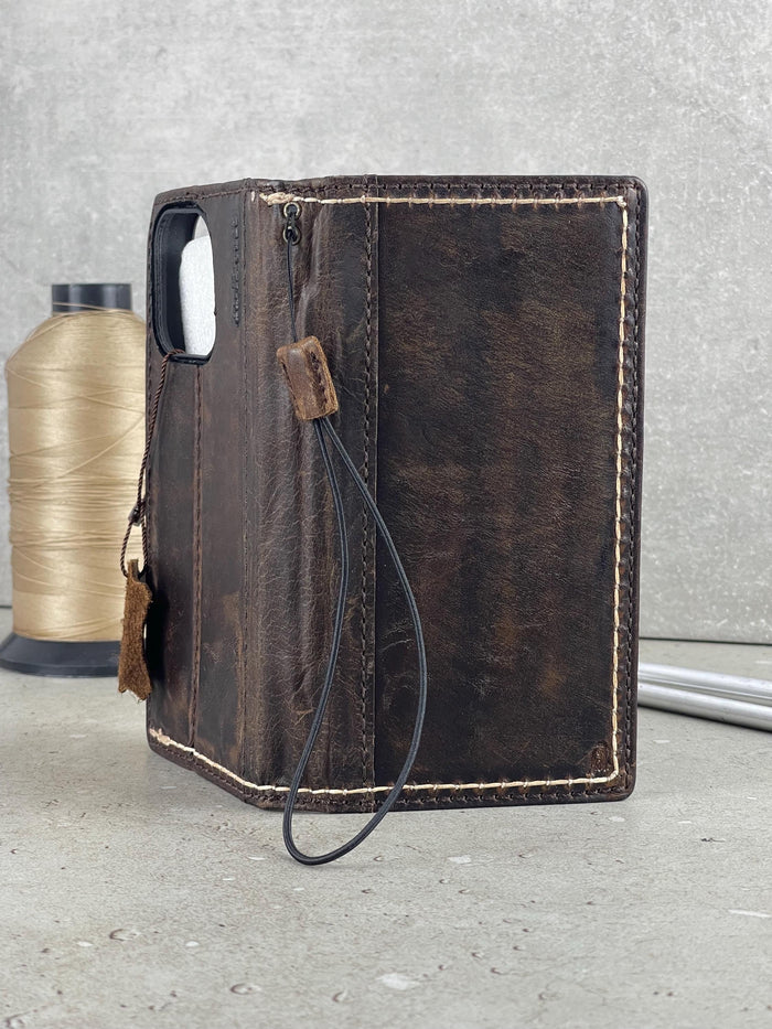 Handmade Leather Wallet Case for Galaxy Z Fold: Book Style Cover