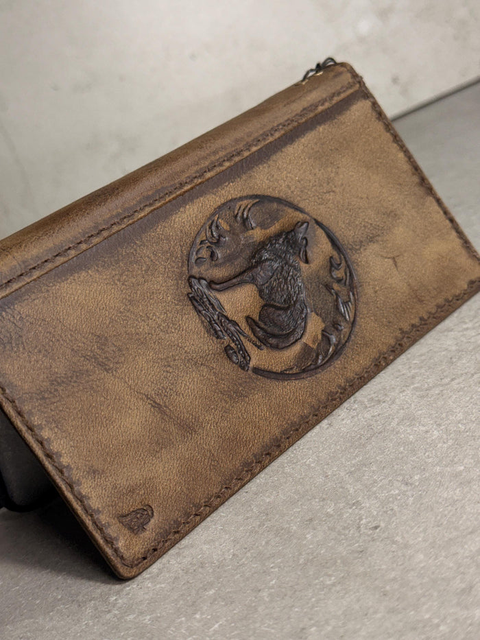 Handmade Leather Wallet Case for Galaxy Z Fold: Tree of Love Design
