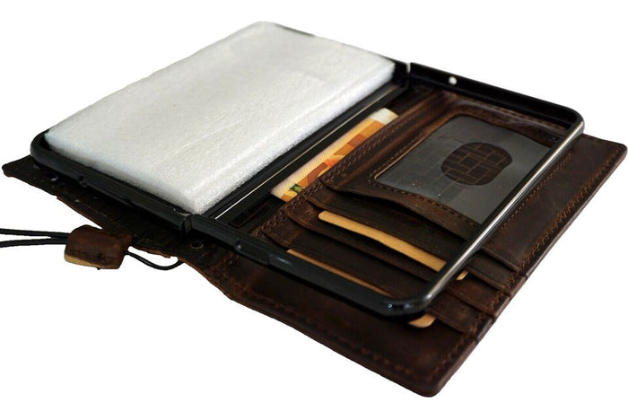 Handmade Leather Wallet Case for Galaxy Z Fold: Tree of Love Design