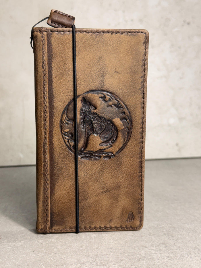 Handmade Leather Wallet Case for Galaxy Z Fold: Tree of Love Design