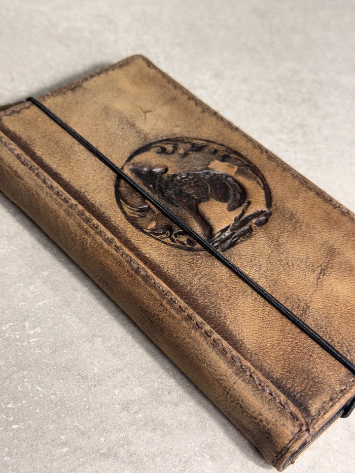 Handmade Leather Wallet Case for Galaxy Z Fold: Tree of Love Design